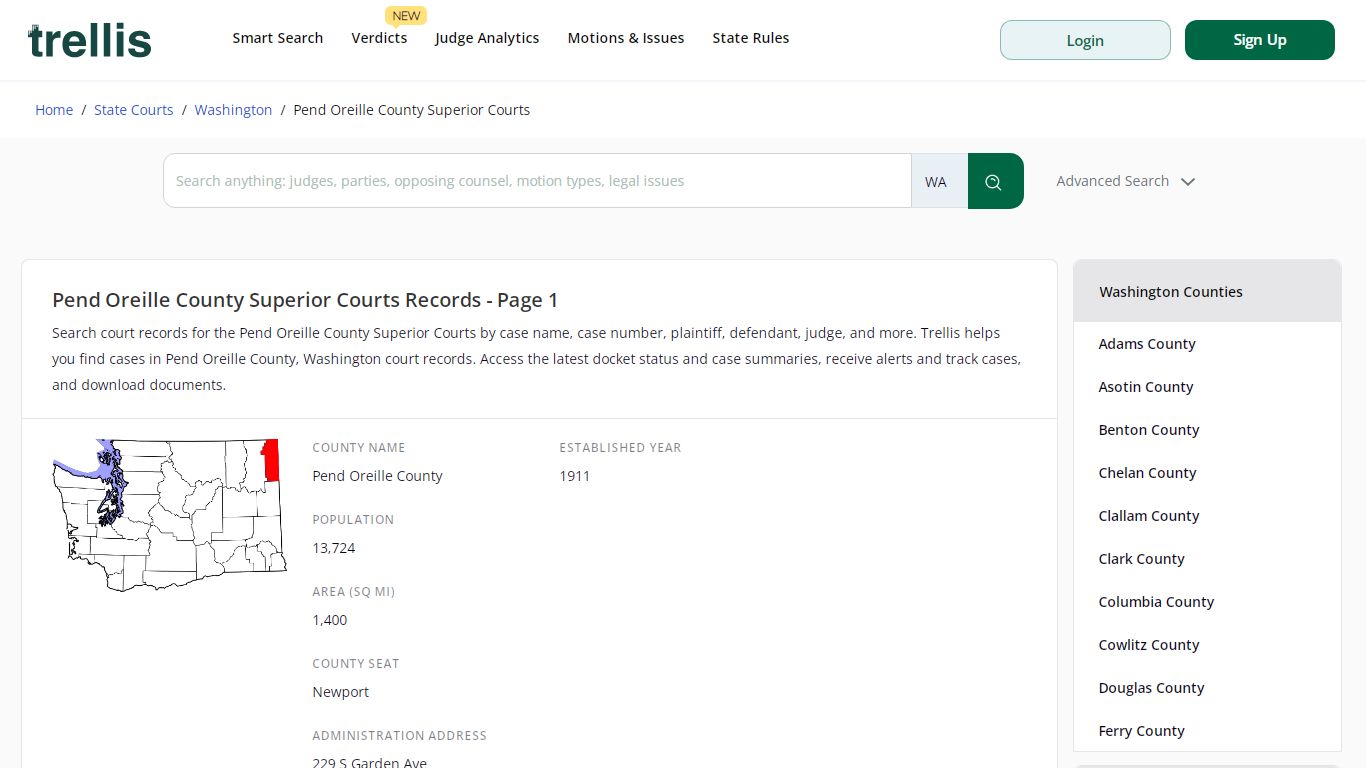 Pend Oreille County Superior Court Records - Trellis